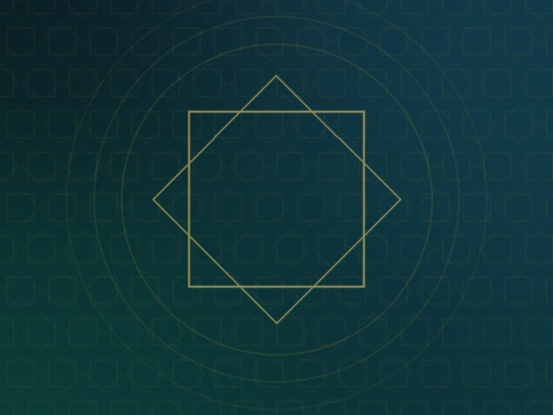 Emerald and gold artwork with a geometric star motif